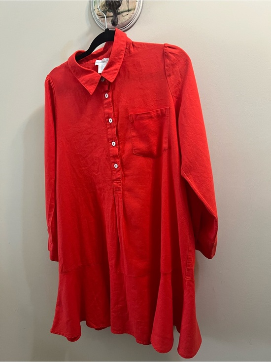 Cynthia Rowley Dresses & Skirts - Cynthia Rowley Red Long-Sleeve Shirt Dress NWOT Size Large